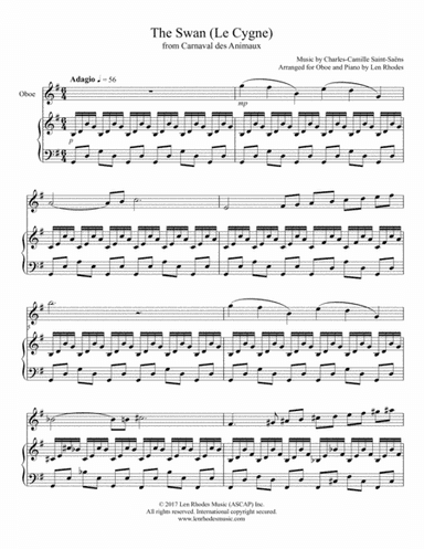 The Swan (Carnival of the Animals) - Charles-Camille Saint-Saëns, for Oboe and Piano (arr. Len Rhodes)