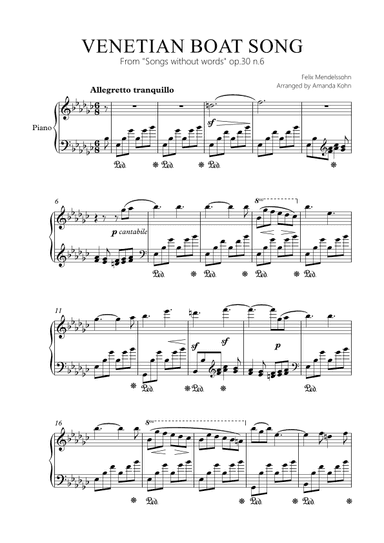 Venetian Boat song  op.30 n.6 (Ebm) (arr. Amanda Kohn)