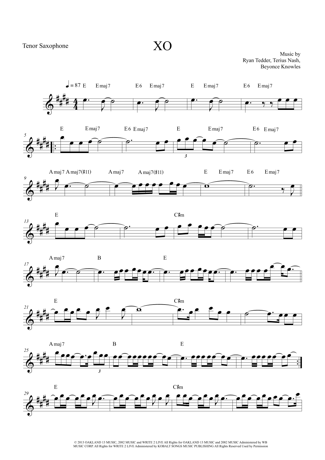 Xo (arr. The Sheet Music Library)