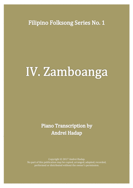 Zamboanga - arranged for Piano Solo (arr. Andrei Hadap)