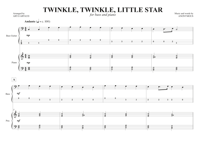 Twinkle Twinkle Little Star (arr. Art.o Artaud)