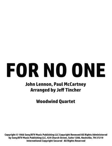For No One (arr. Jeff Tincher)