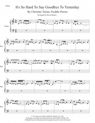 It's So Hard To Say Goodbye To Yesterday (arr. Kevin Busse)
