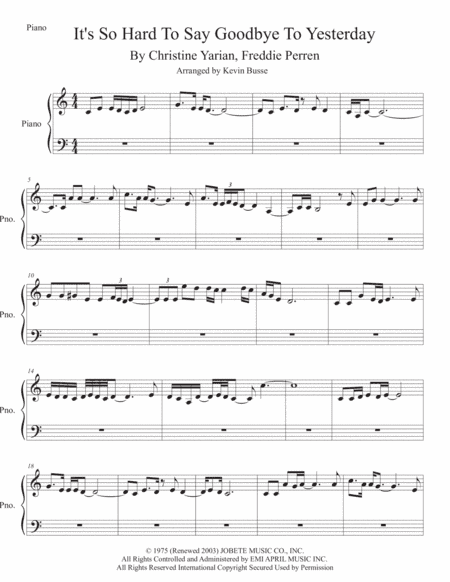 It's So Hard To Say Goodbye To Yesterday (arr. Kevin Busse)