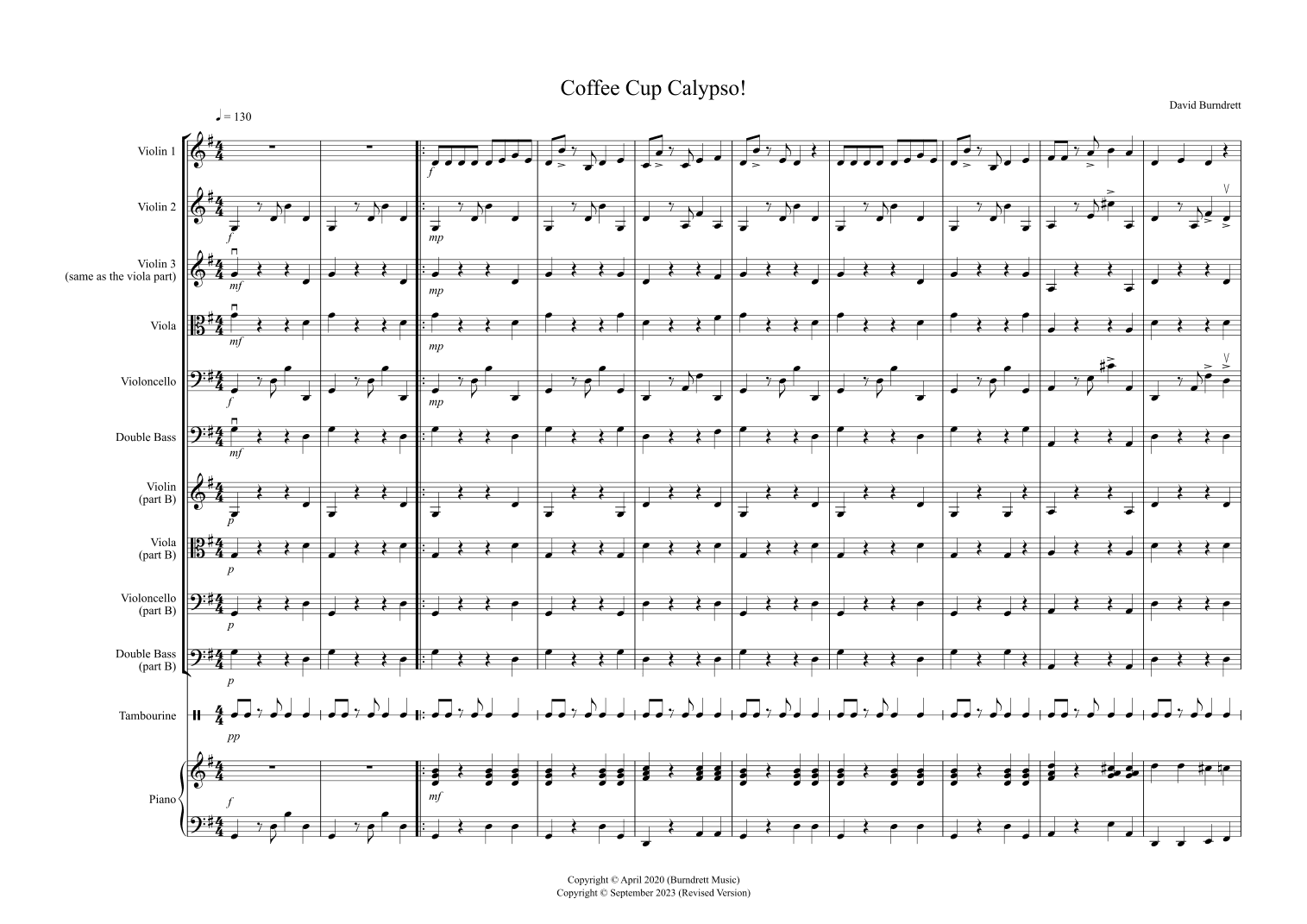 Coffee Cup Calypso! for Beginning and Advanced String Orchestra