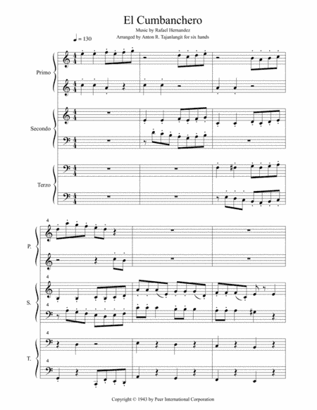 El Cumbanchero - for six hands (arr. Anton R. Tajanlangit)