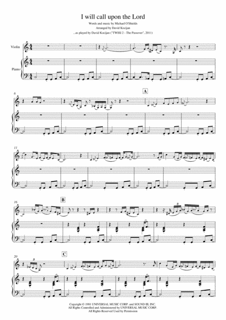 I Will Call Upon The Lord (arr. David Kocijan)