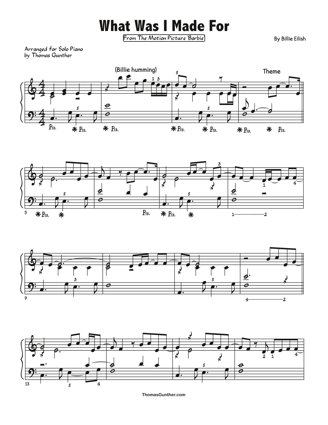 What Was I Made For? (arr. Thomas Gunther)