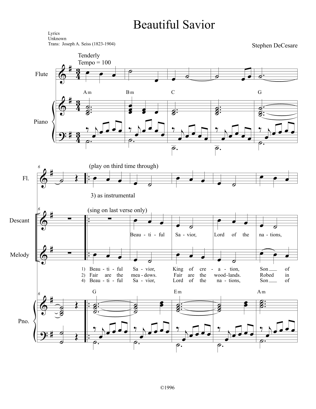 Beautiful Savior (2-part children's choir)