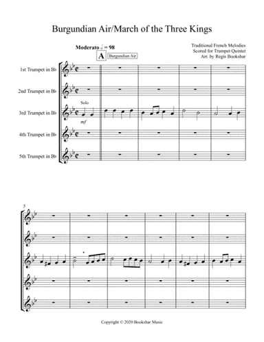 Burgundian Air/March of the Three Kings (F min) (Trumpet Quintet) (arr. Regis Bookshar)