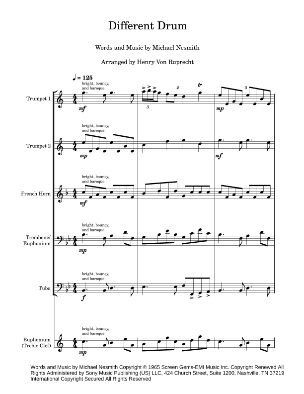 Different Drum (arr. Henry Von Ruprecht)