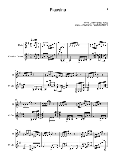 Pedro Galdino - Flausina. Arrangement for Flute and Classical Guitar (arr. Guilherme Facchetti)