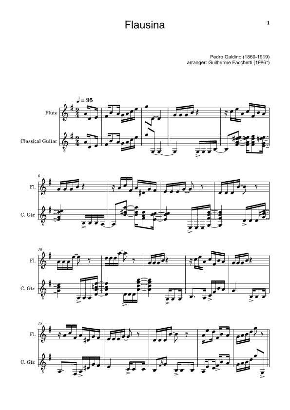 Pedro Galdino - Flausina. Arrangement for Flute and Classical Guitar (arr. Guilherme Facchetti)