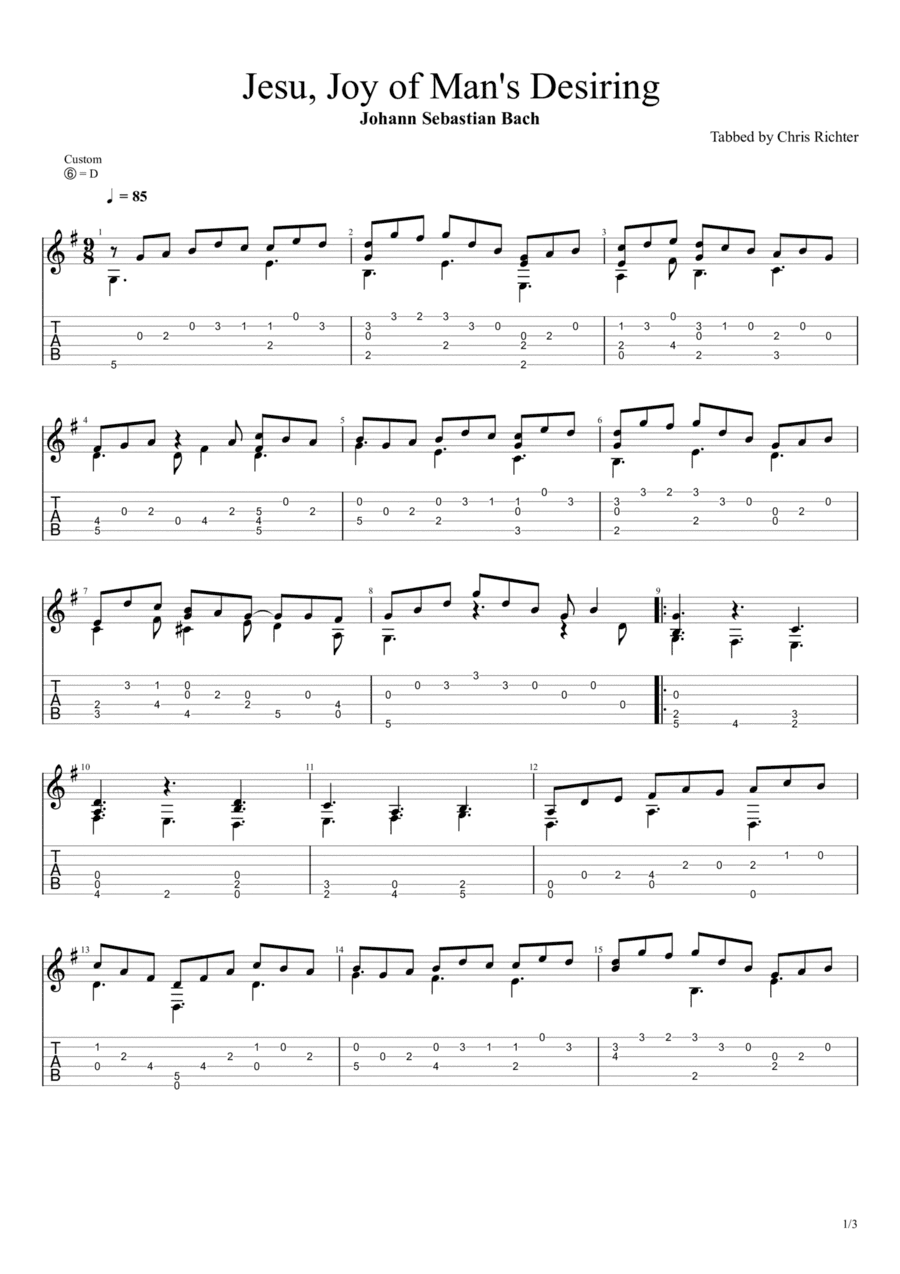 Jesu, Joy of Man's Desiring ( Herz und Mund und Tat und Leben, BWV 147) (Solo Fingerstyle Guitar Ta (arr. Chris Richter)