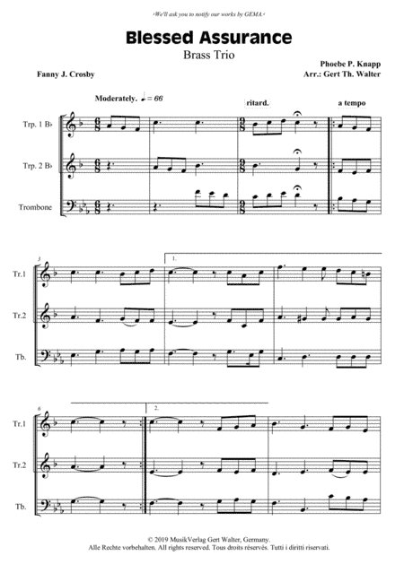 Blessed Assurance (arr. Gert Th. Walter)
