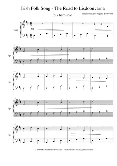 The Road to Lisdoonvarna (Irish Folk Song) - folk harp solo beginner