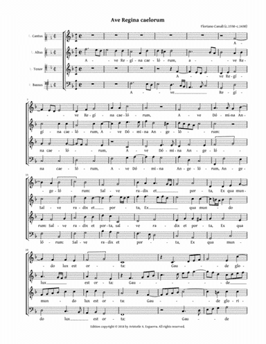 Ave Regina caelorum (Canali) - STTB or ATTB (arr. Aristotle A. Esguerra)