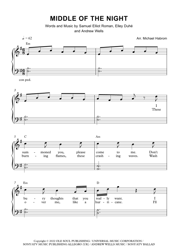 Middle Of The Night (arr. Michael Habrom)