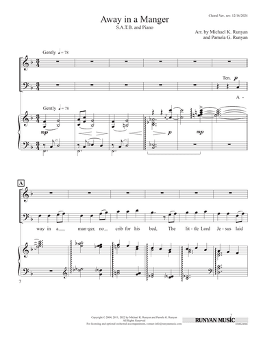 Away in a Manger (3 Melodies) (arr. Michael K. Runyan and Pamela G. Runyan)
