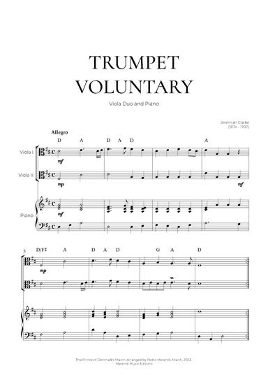 Trumpet Voluntary (Viola Duo and Piano) - Jeremiah Clarke (arr. Pedro Merendi)