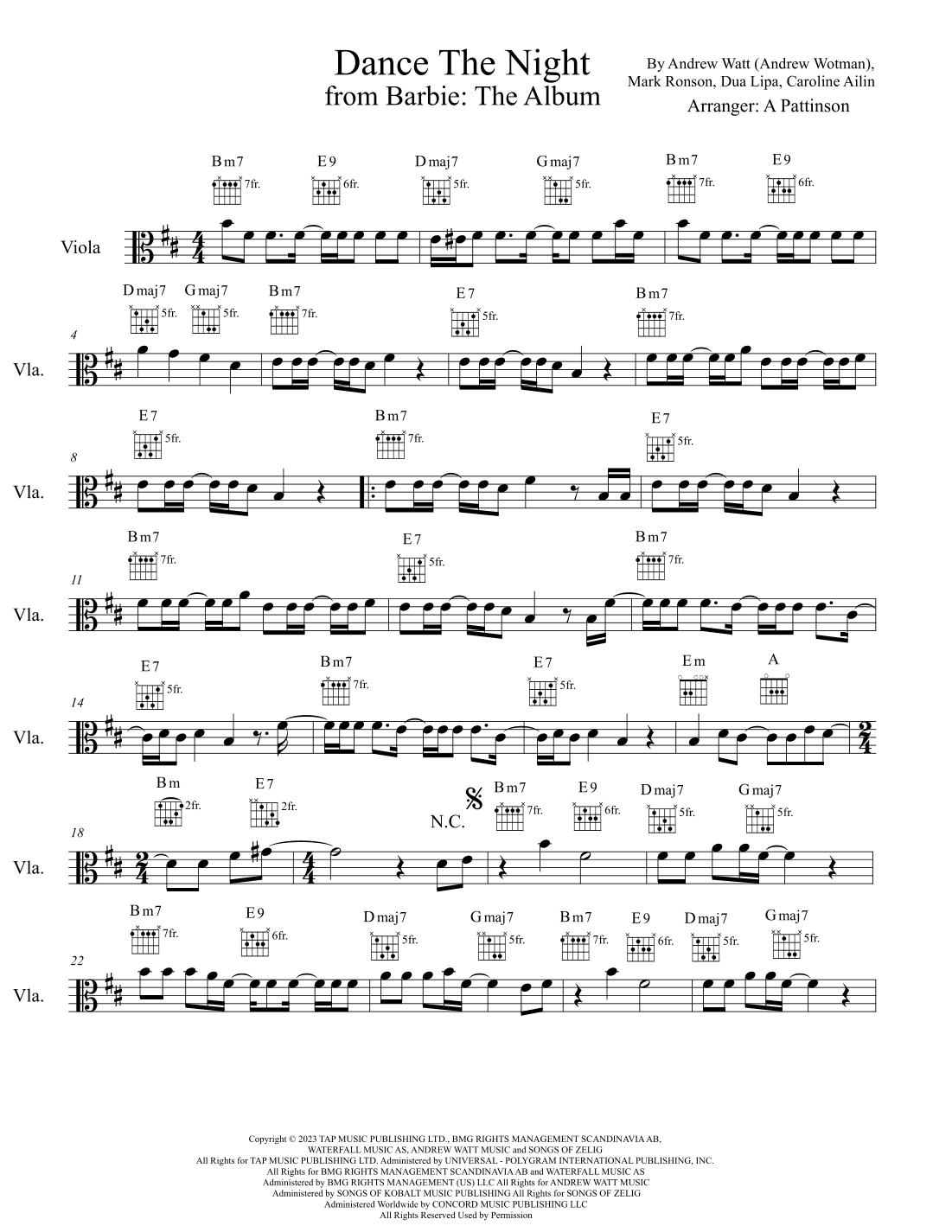 Dance The Night (arr. Andrew Pattinson)