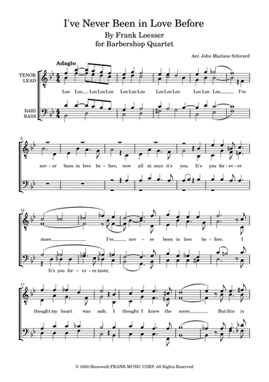 I've Never Been In Love Before (arr. John Maclane Schirard)