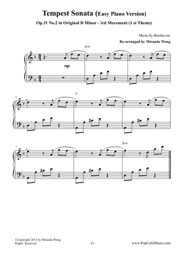 Piano Sonata Op.31 No.2 (1st Theme of 3 rd Movement) - (Tempest) (arr. Miranda Wong)