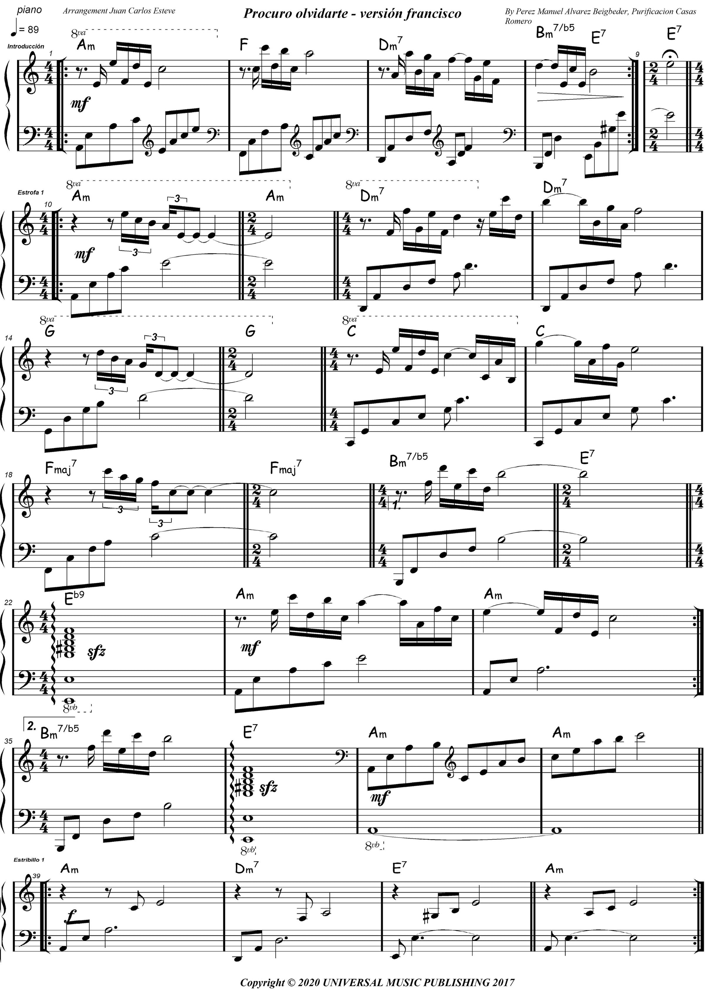Procuro Olvidarte (arr. juan carlos esteve / Gran Coda)