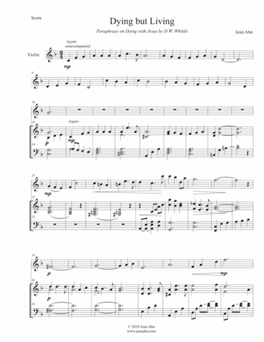 Paraphrase on Dying but Living for violin and piano