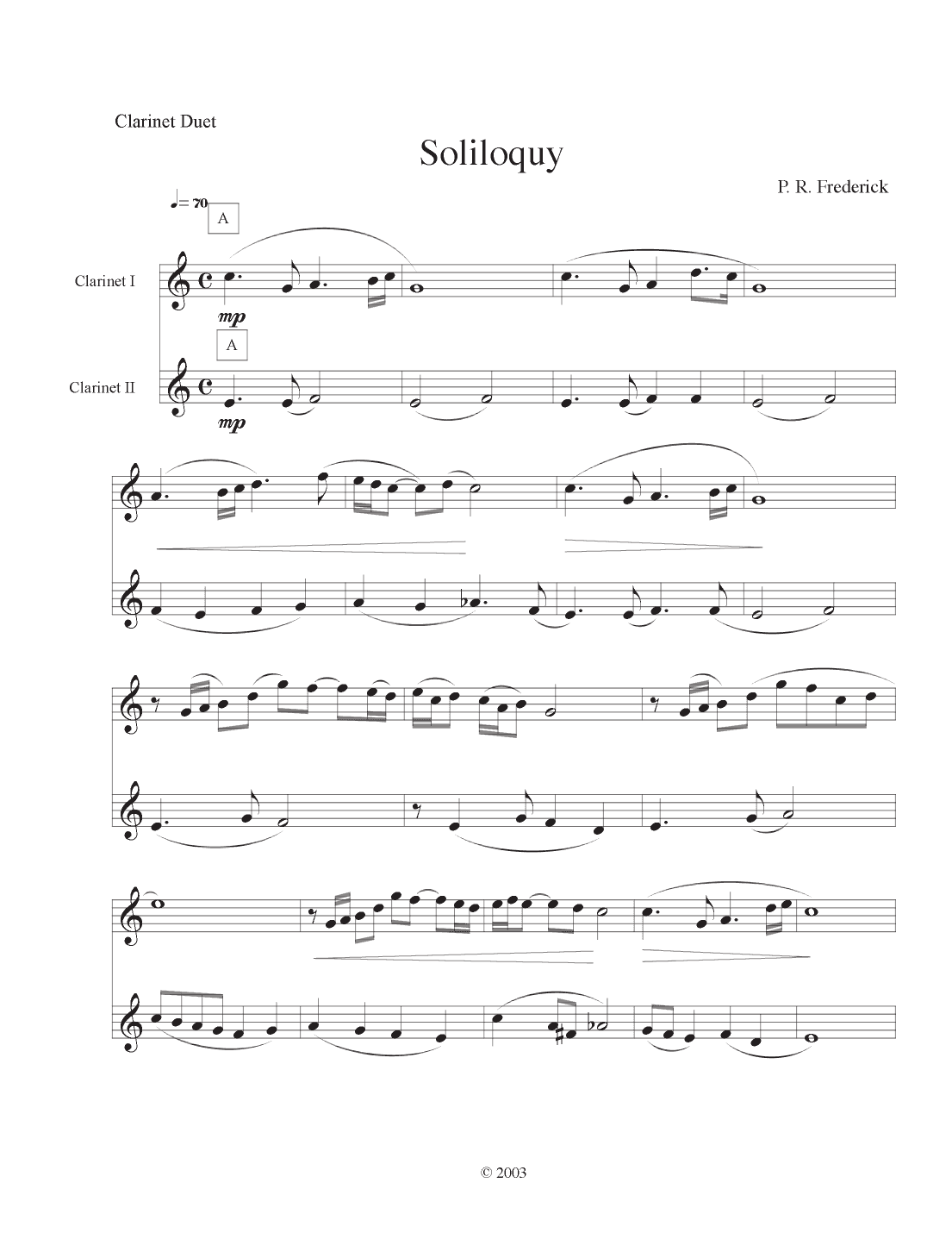 Soliloquy (Clarinet Duet)