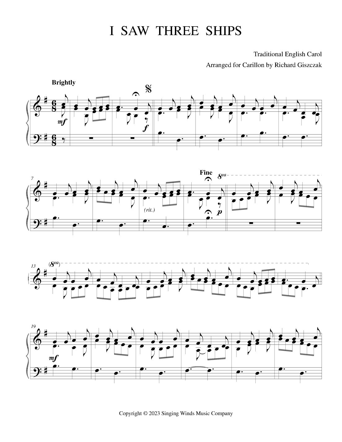 I Saw Three Ships (arr. Richard Giszczak)