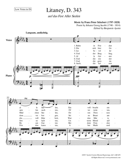 Schubert - Litanei auf das fest Allerseelen - Low Voice in Db (arr. Benjamin Ayotte)