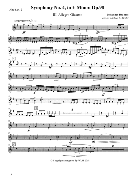 Brahms: Symphony No.4 in E minor - Third Movement: Allegro Giacoso (arr. Michael L. Wirgler)