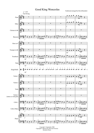 Good King Wenceslas (Jazzy Style!) for School Orchestra (arr. David Burndrett)