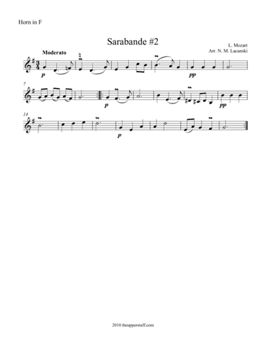 Sarabande #2 (arr. Nick Lacanski)