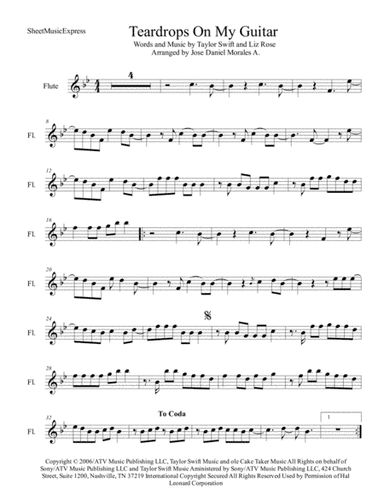 Teardrops On My Guitar (arr. Jose Daniel Morales A.)