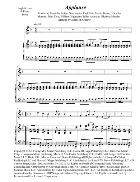Applause (arr. James M. Guthrie, ASCAP)