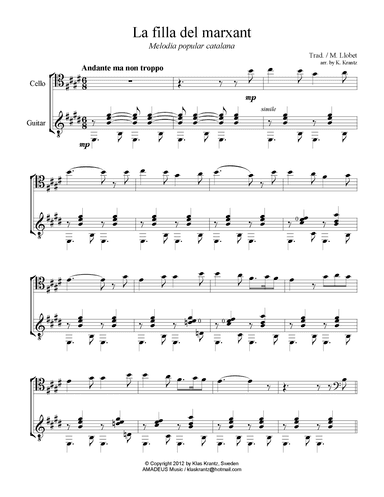 La filla de marxant for cello and guitar (arr. K. Krantz)