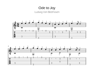 Ode To Joy - Easy Guitar Tabs (arr. Ygor Nunes)