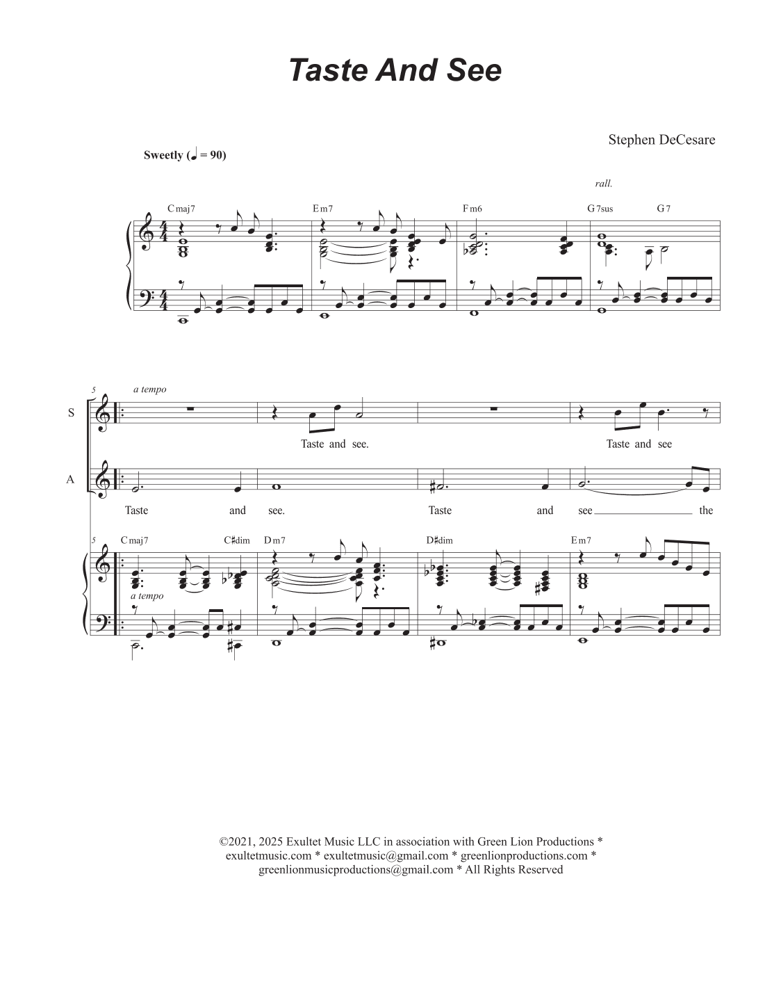 Taste And See (Psalm 34) (2-part choir - (SA)