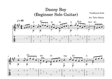 Danny Boy (Beginner Solo Guitar) (arr. Tyler Adams)