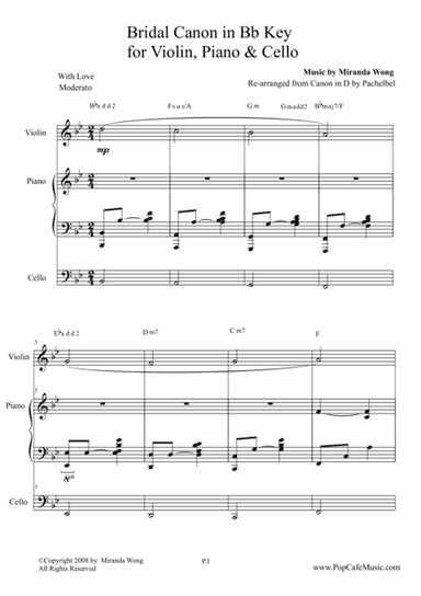 Bridal Canon in Bb - Violin, Piano & Cello (arr. Miranda Wong)