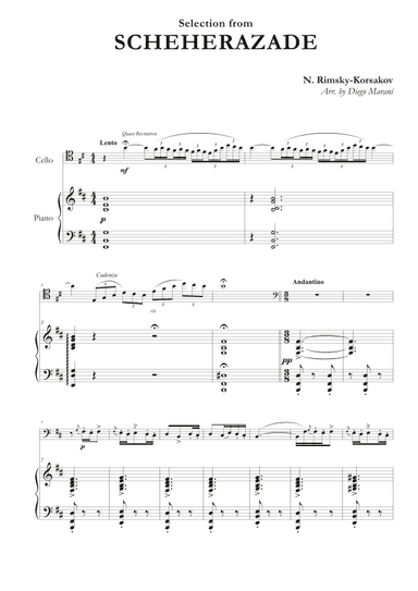 Scheherazade for Cello and Piano (arr. Diego Marani)