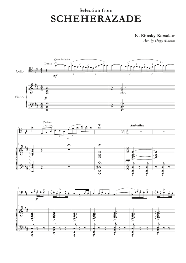 Scheherazade for Cello and Piano (arr. Diego Marani)