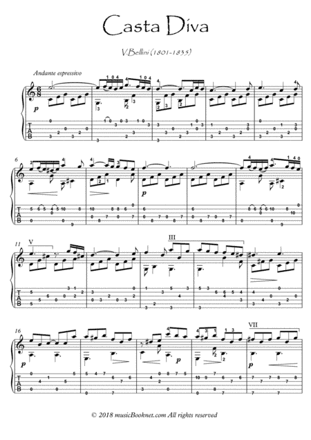 Guitar Classics Casta Diva by Bellini (arr. PianoSheetNow)