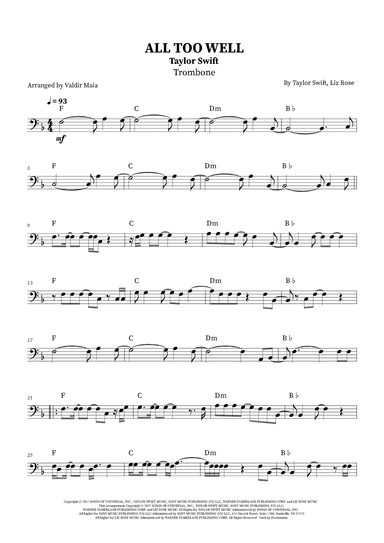 All Too Well (arr. Valdir Maia)