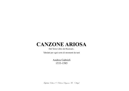 CANZONE ARIOSA - A. Gabrieli - For Organ (arr. Renato Tagliabue)