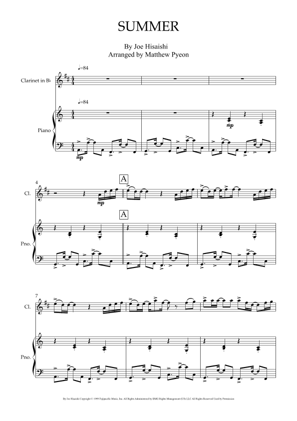 Summer (arr. Matthew pyeon)