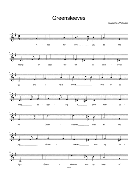 Greensleeves for 12-hole Ocarina (arr. Thomas Scharler)