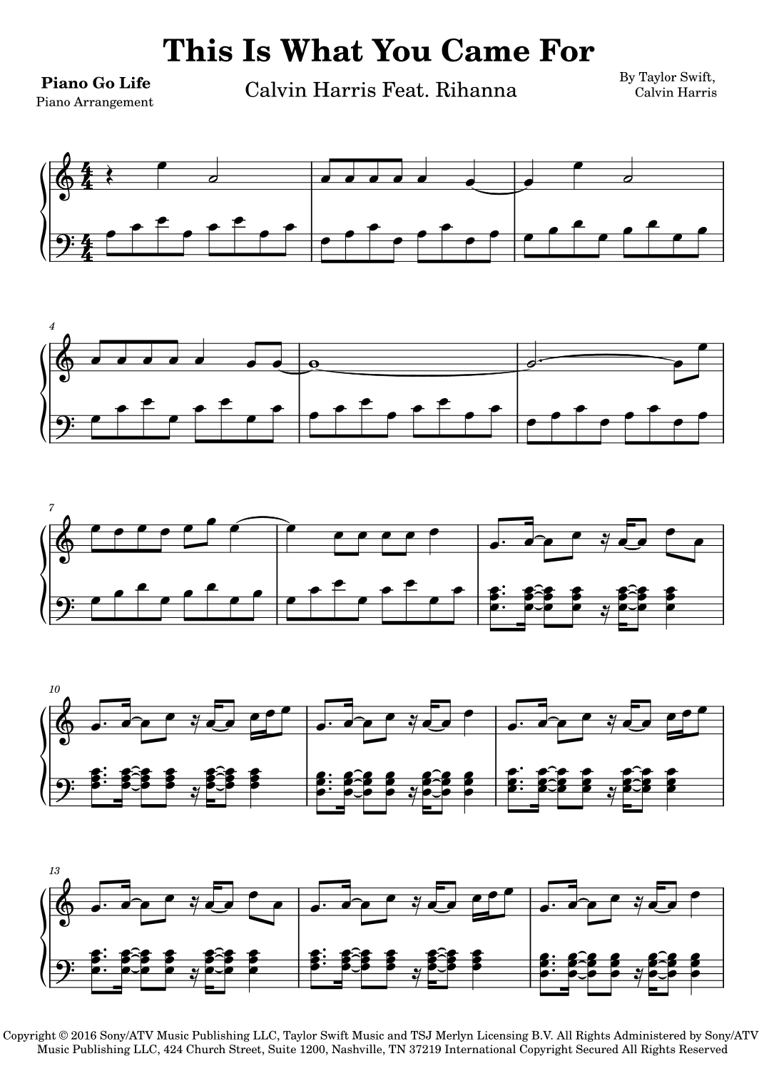 This Is What You Came For (arr. Piano Go Life)